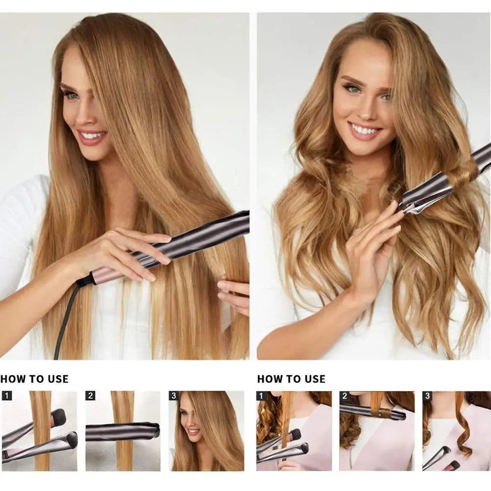 2 in 1 Hair Straightener And Twist Straightening Curling Iron