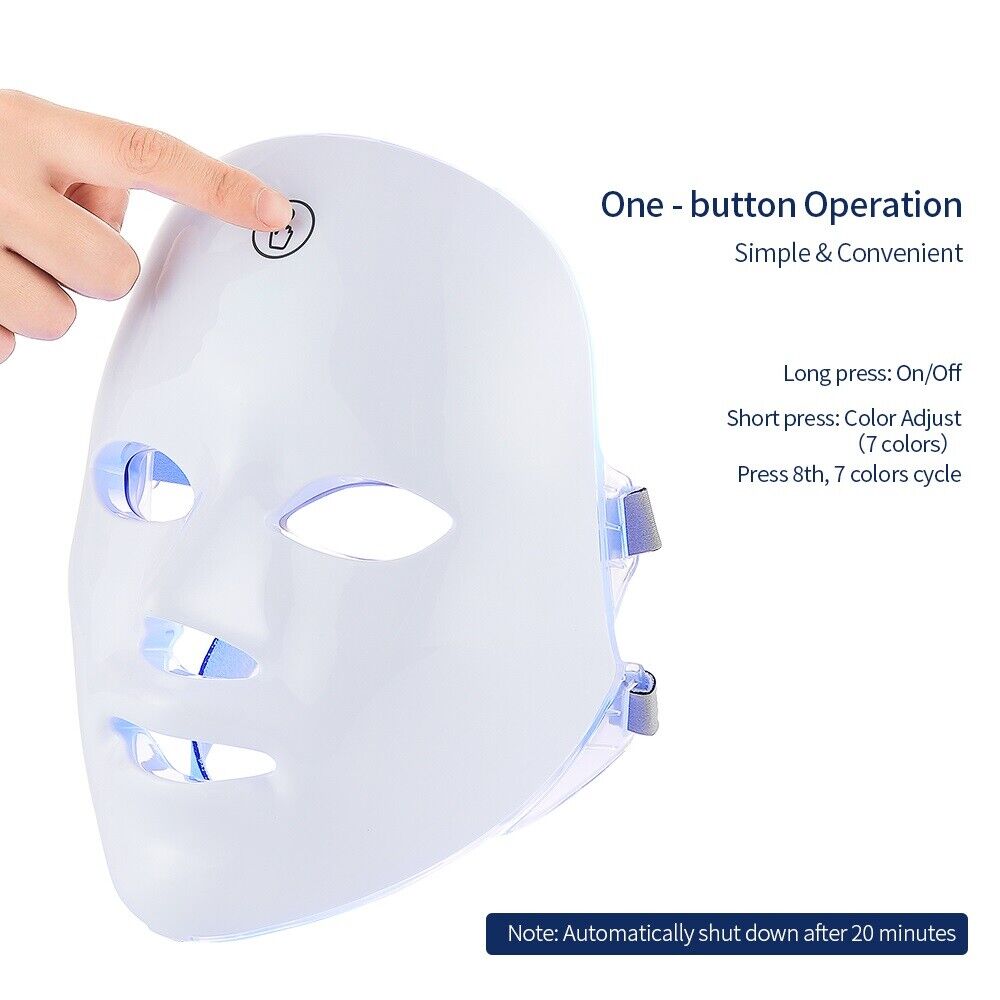 7 Colour LED Light Therapy Mask with Red Light Therapy Neck Band